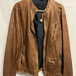 Brown Leather jacket Zara man size m